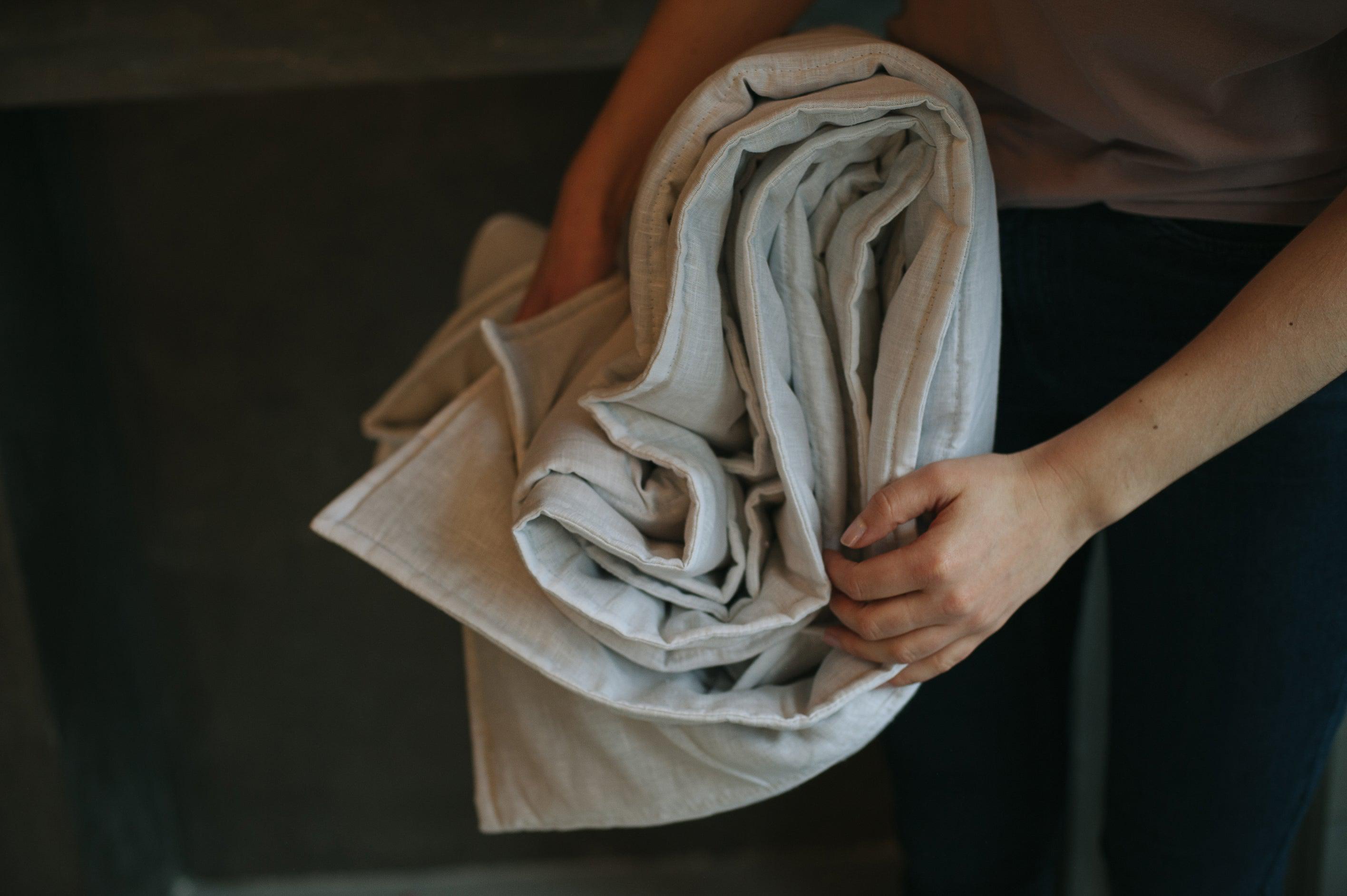 Natural HEMP Linen blanket quilt - filler organic Hemp fiber in natural linen fabric customer sizes