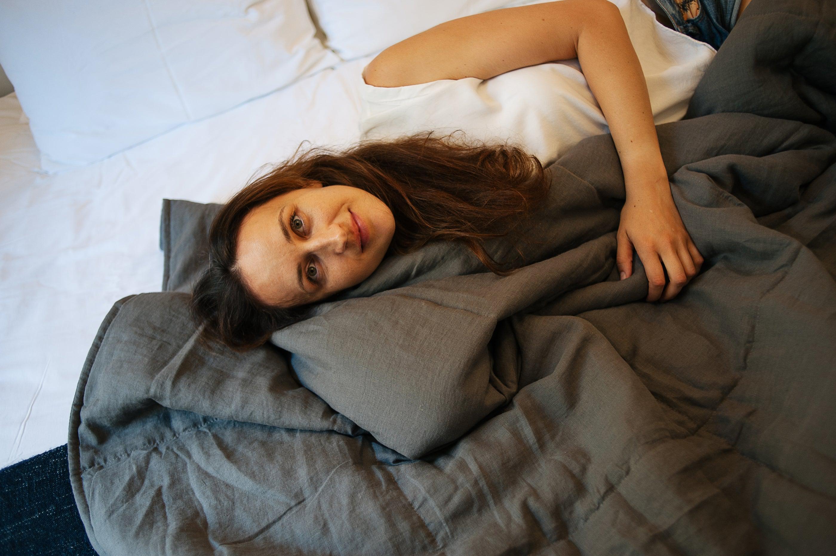 Natural Hemp Linen Blanket "Earth" quilt - linen organic fabric + filler organic Hemp fiber