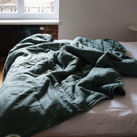 Natural Hemp Linen Blanket "Wood" quilt - linen organic fabric + filler organic Hemp fiber