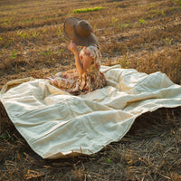 Organic HEMP + FLAX blanket "Sunshine" quilt linen natural fabric with filler organic Hemp fiber