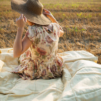 Organic HEMP + FLAX blanket "Sunshine" quilt linen natural fabric with filler organic Hemp fiber