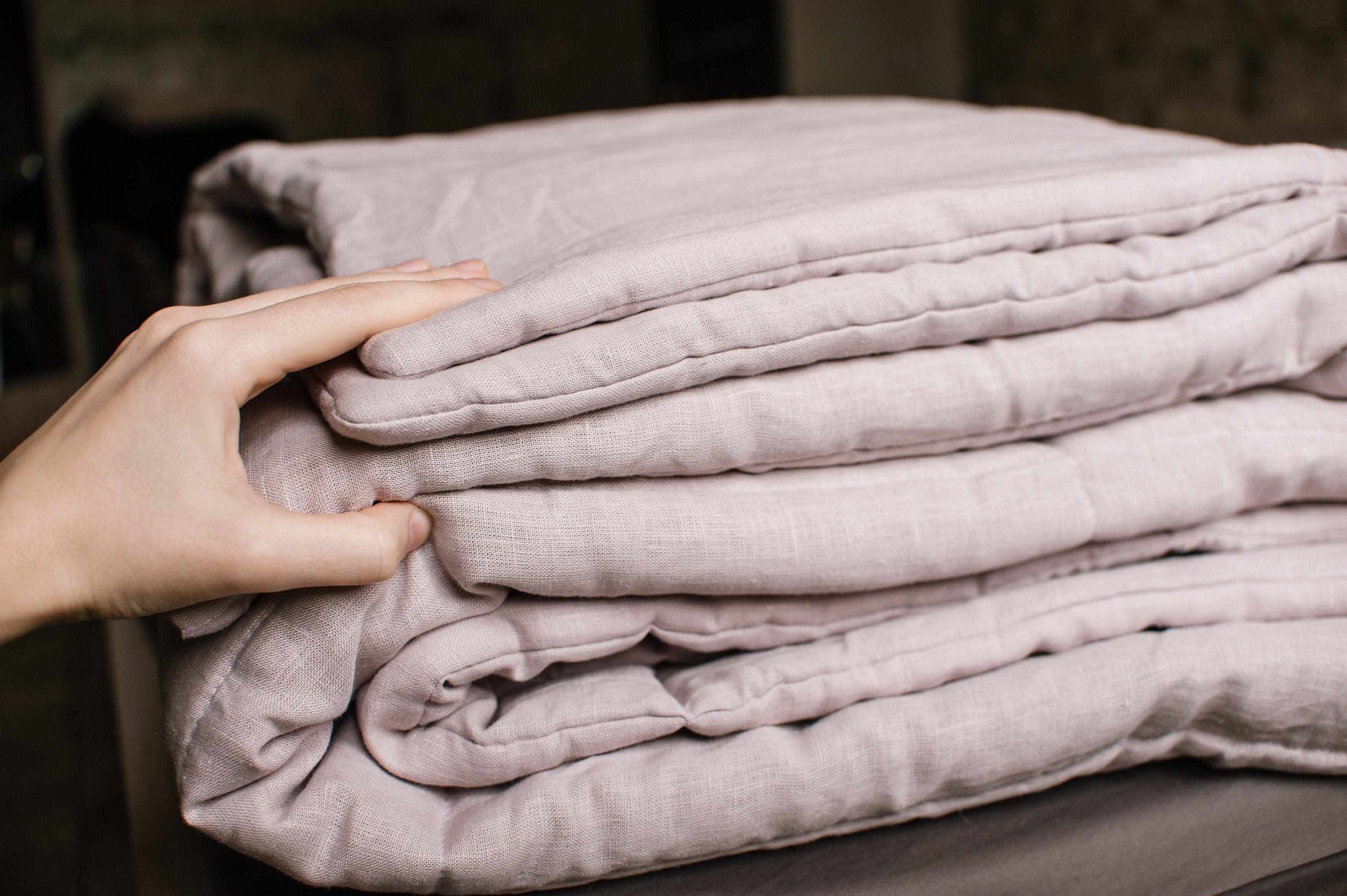 Organic HEMP + FLAX blanket "ashen pink" quilt - linen organic fabric filling organic Hemp fiber Custom sizes