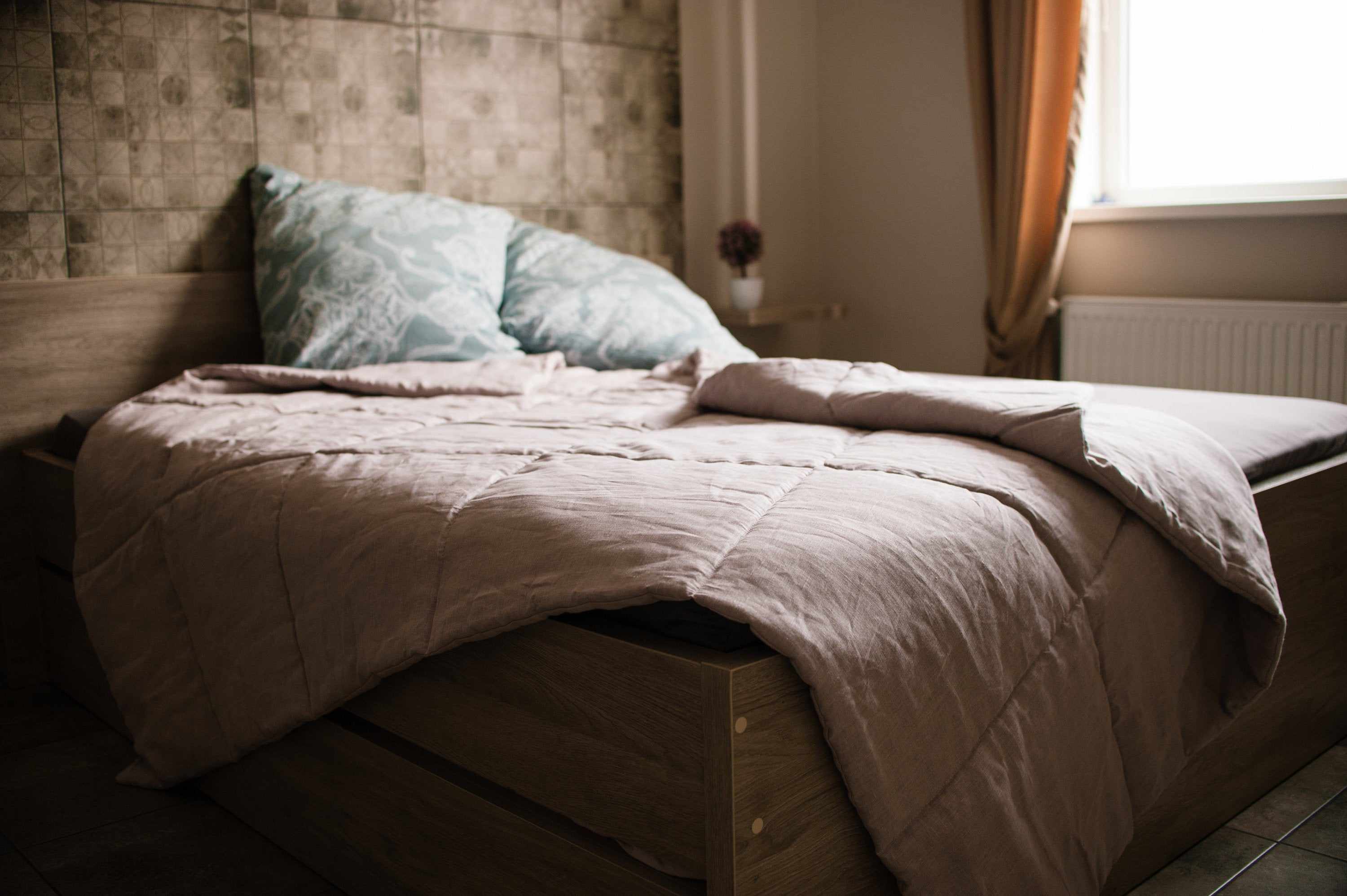 Organic HEMP + FLAX blanket "ashen pink" quilt - linen organic fabric filling organic Hemp fiber Custom sizes