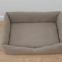 HEMP pet bed in natural non-dyed noble gray linen fabric filled organic HEMP Fiber - mat carpet - house for cats organic