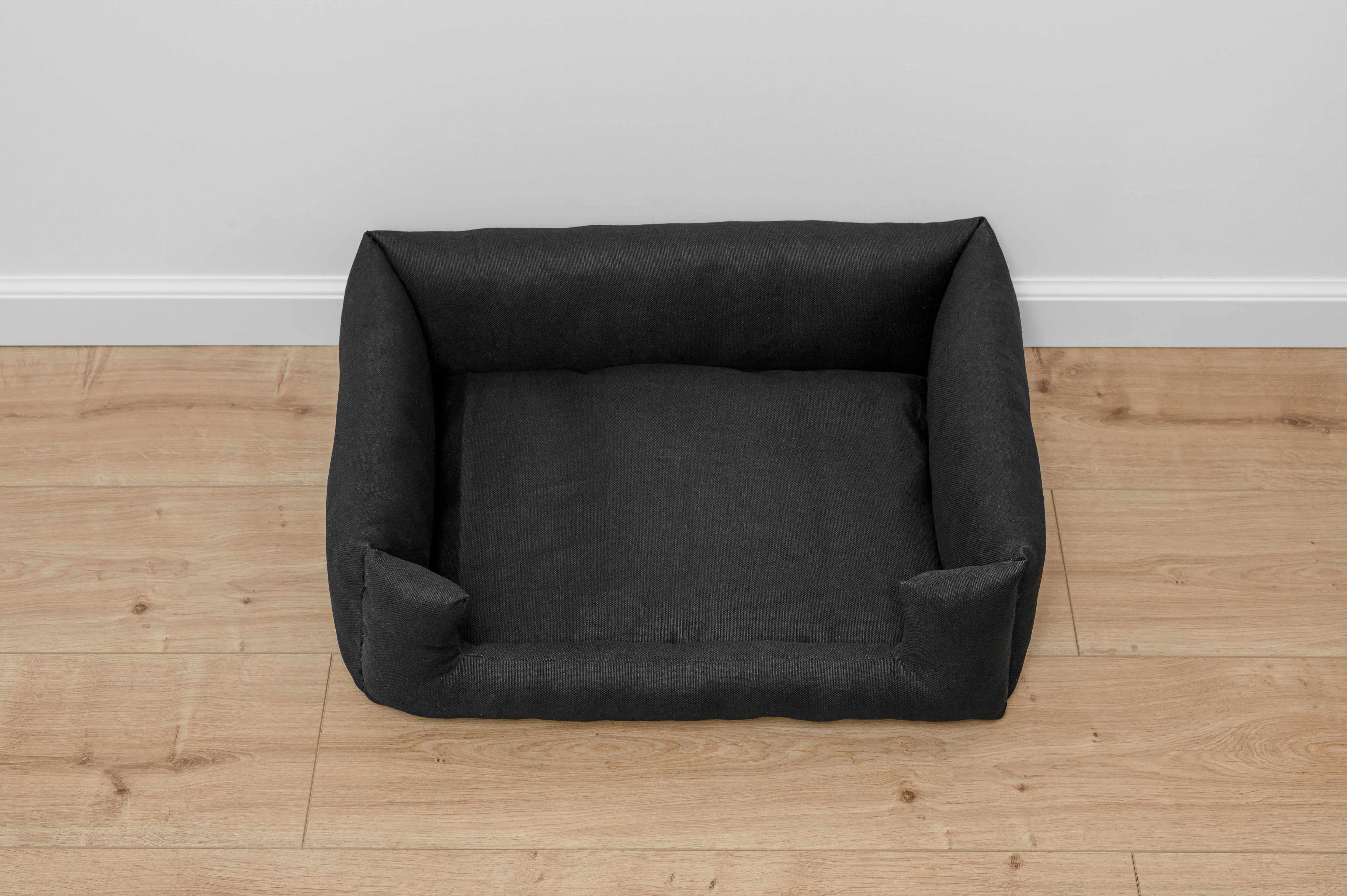 HEMP pet bed in natural black linen fabric filled organic HEMP Fiber - mat carpet - house for cats organic