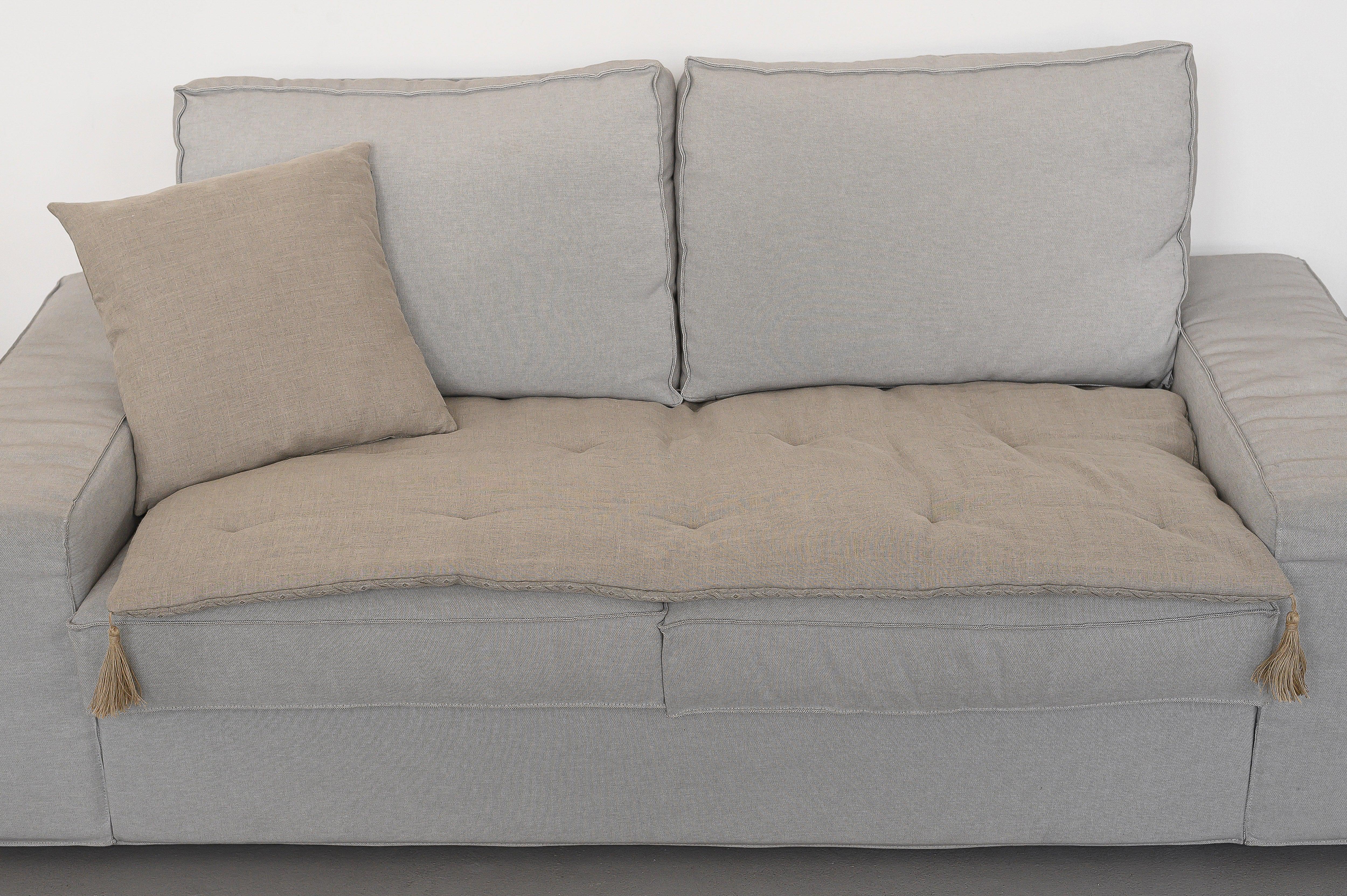 Hemp Linen Throw Pillow with Cover Filled HEMP Fiber filler in Natural Linen zipped Cover Throw Decorative Cushion