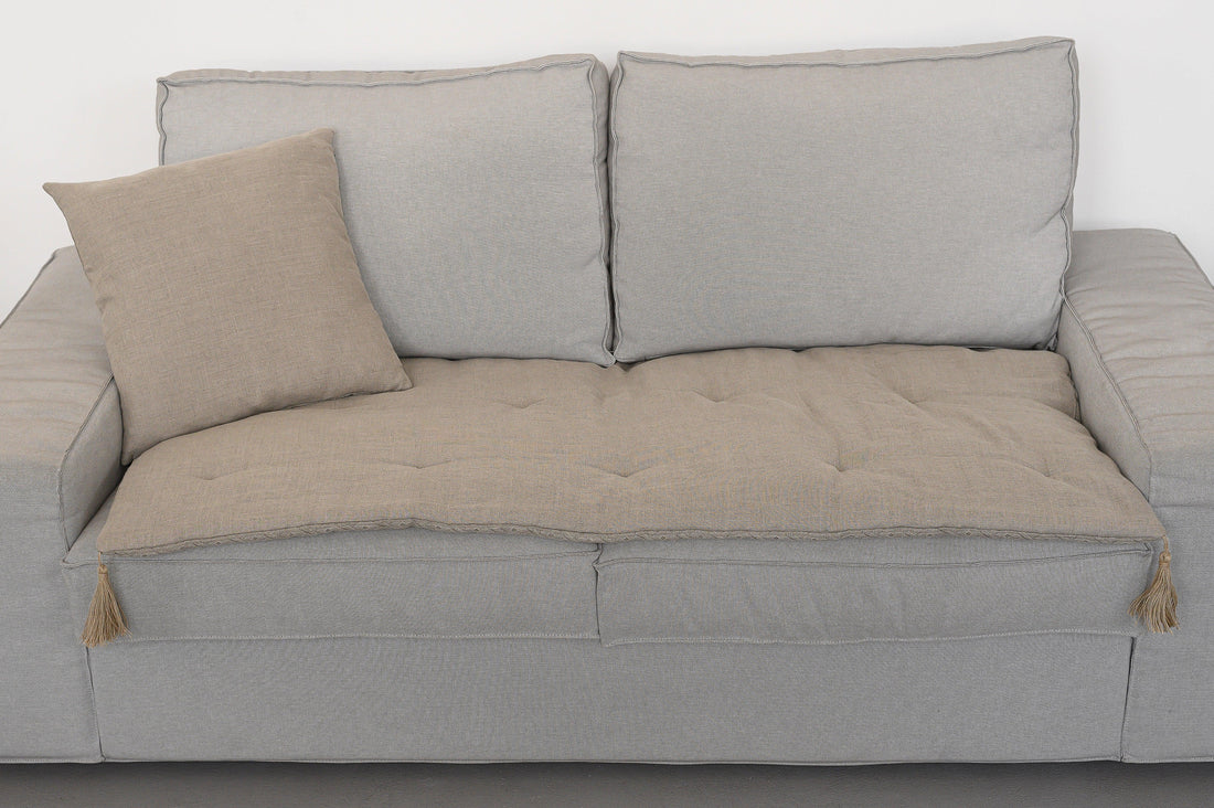 Hemp Linen Throw Pillow with Cover Filled HEMP Fiber filler in Natural Linen zipped Cover Throw Decorative Cushion
