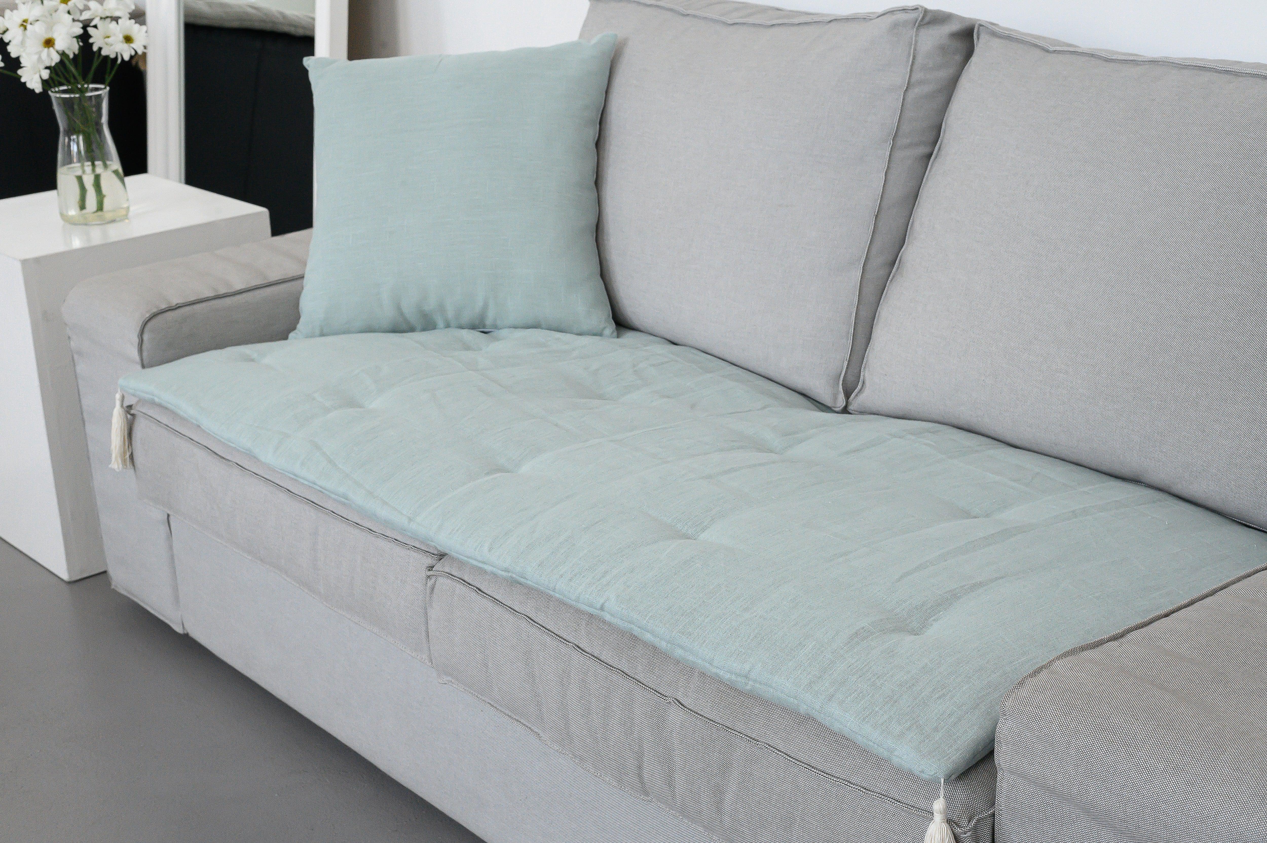 Hemp Linen Throw Pillow with Cover Filled HEMP Fiber filler in Natural Linen zipped Cover Throw Decorative Cushion