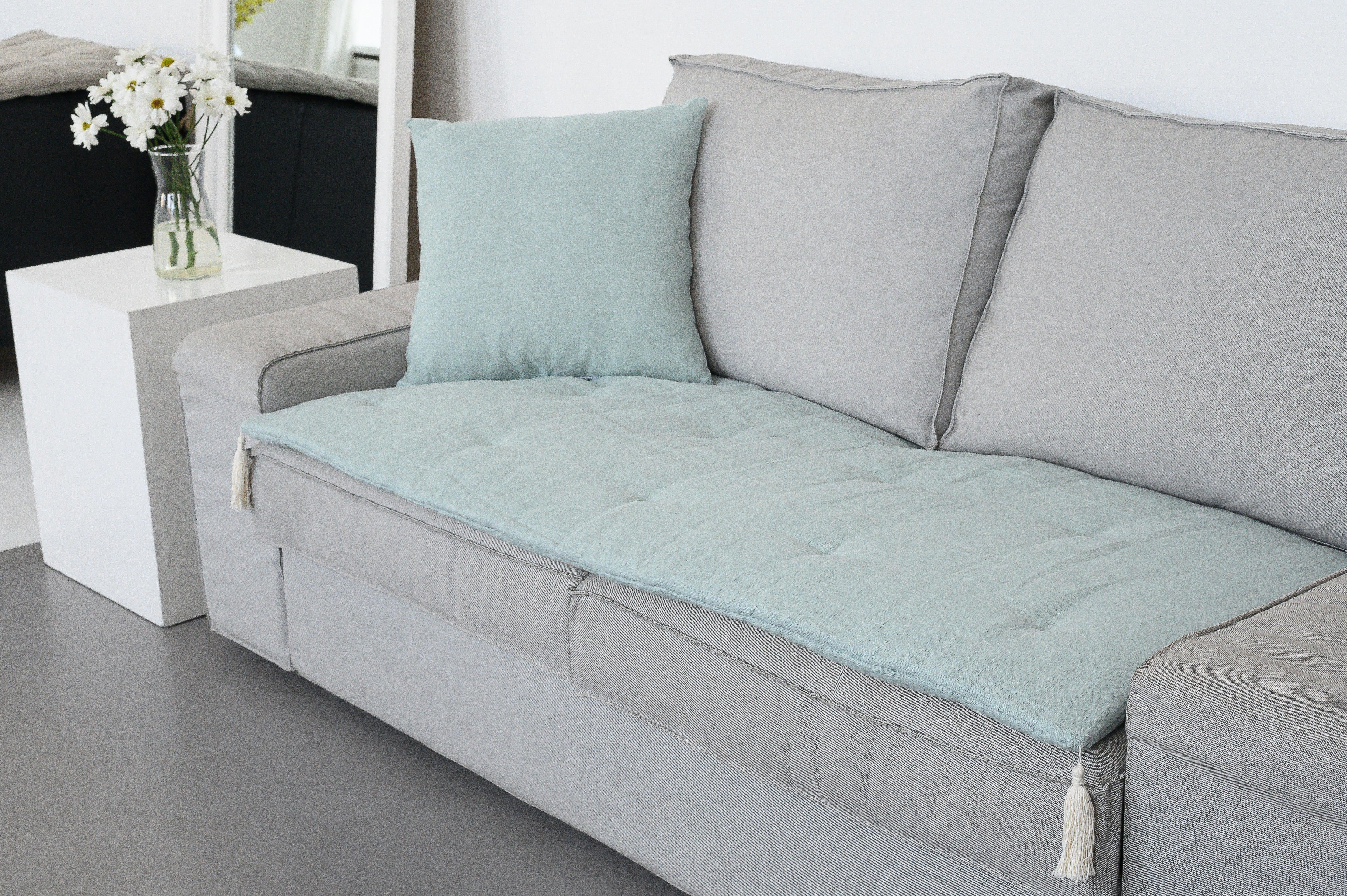 Hemp Linen Throw Pillow with Cover Filled HEMP Fiber filler in Natural Linen zipped Cover Throw Decorative Cushion