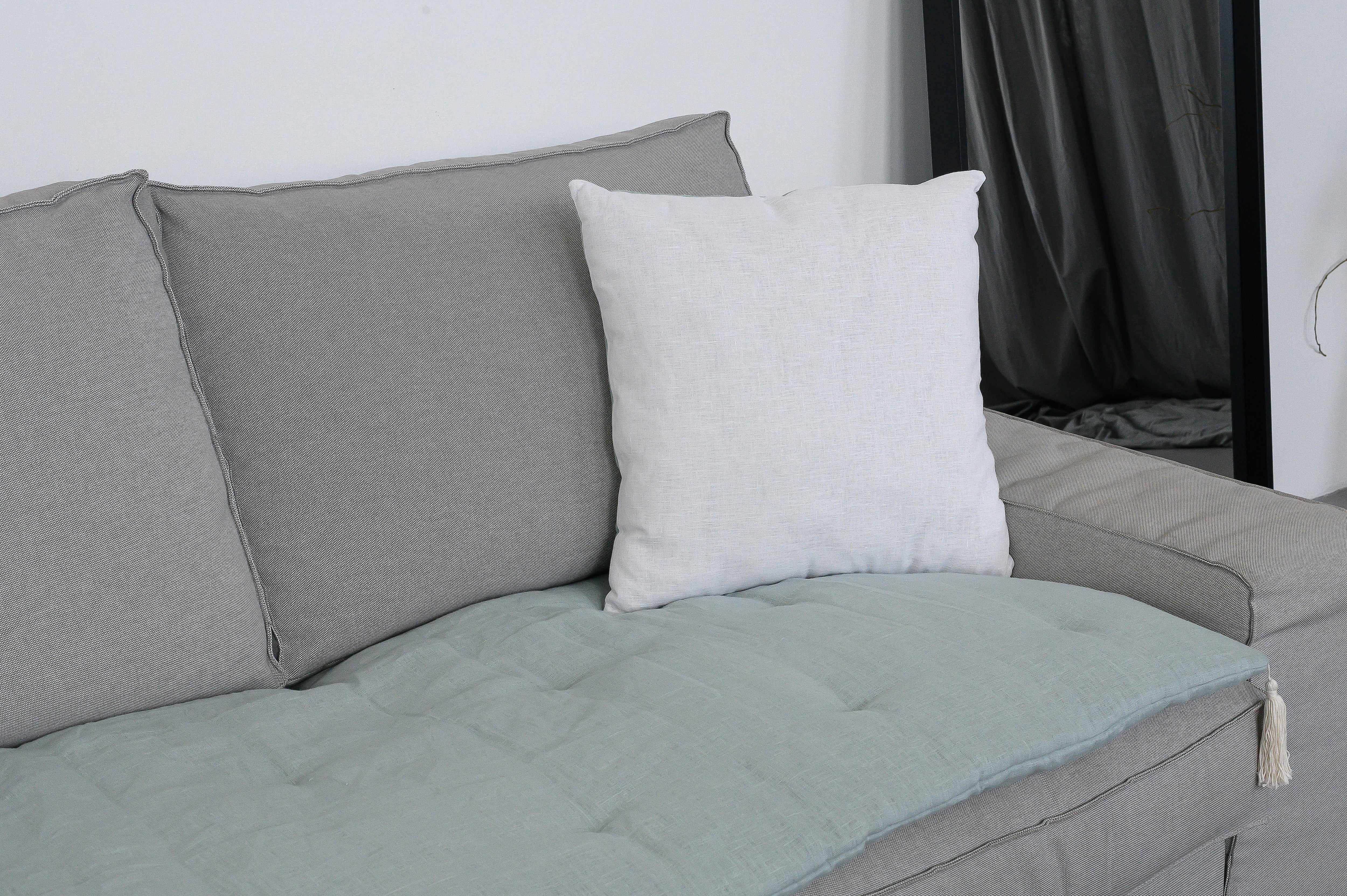 Hemp Linen Throw Pillow with Cover Filled HEMP Fiber filler in Natural Linen zipped Cover Throw Decorative Cushion