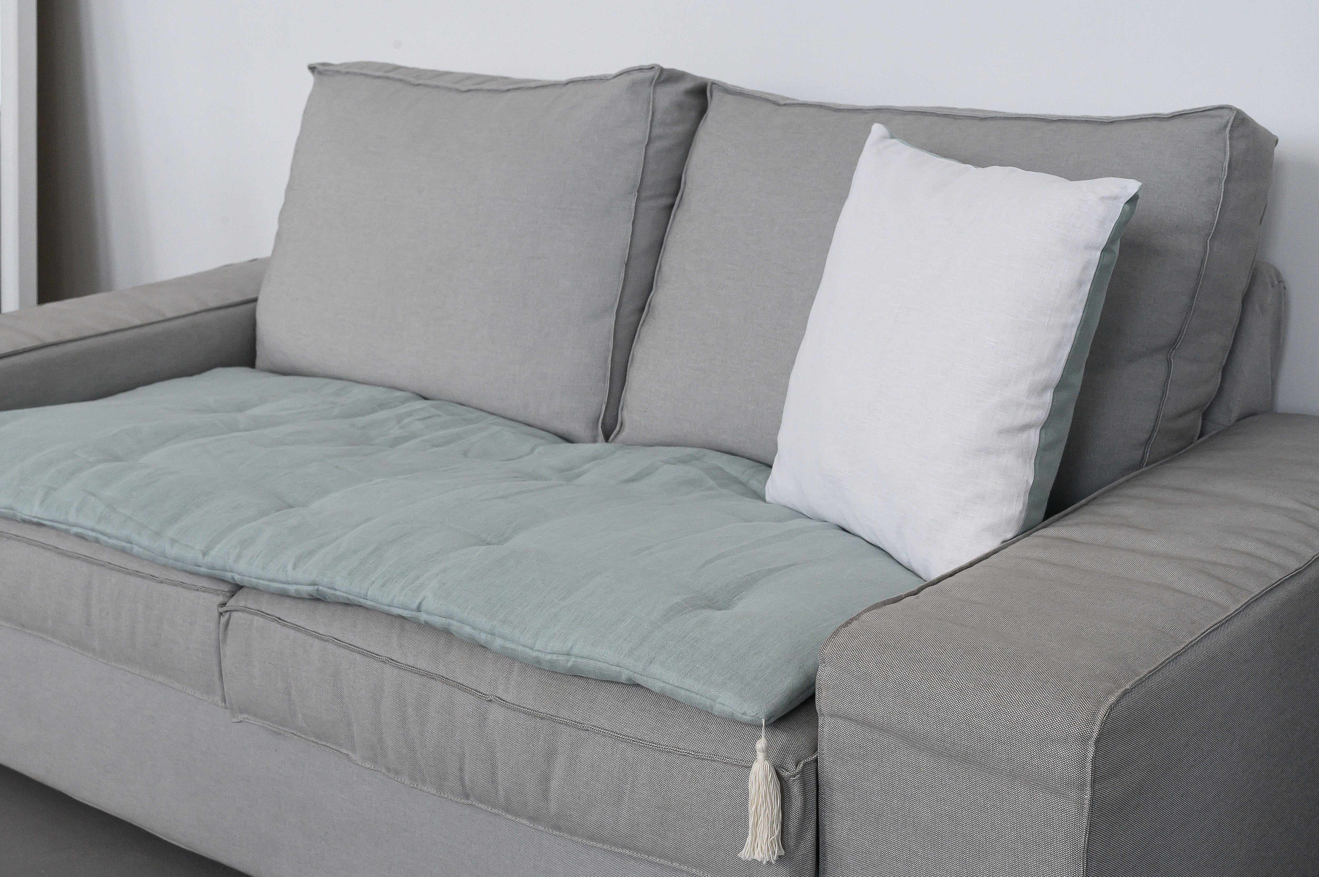 Hemp Linen Throw Pillow with Cover Filled HEMP Fiber filler in Natural Linen zipped Cover Throw Decorative Cushion