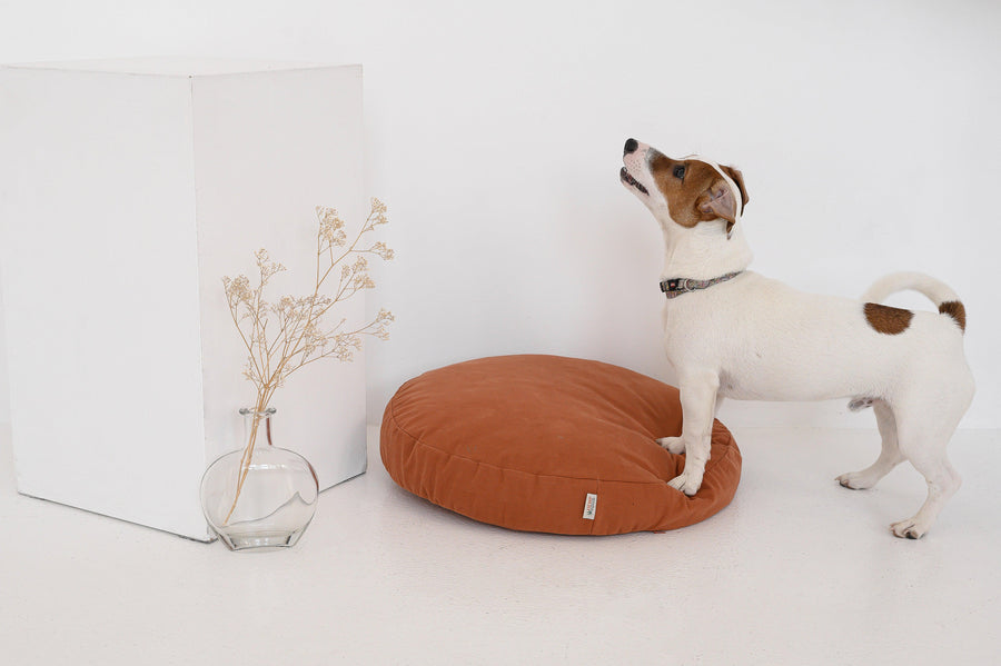 Round Hemp Cushion with Removable Brick Cotton Cover Hemp Fiber Filling in Italian velvet fabric Floor cushion pillow custom made