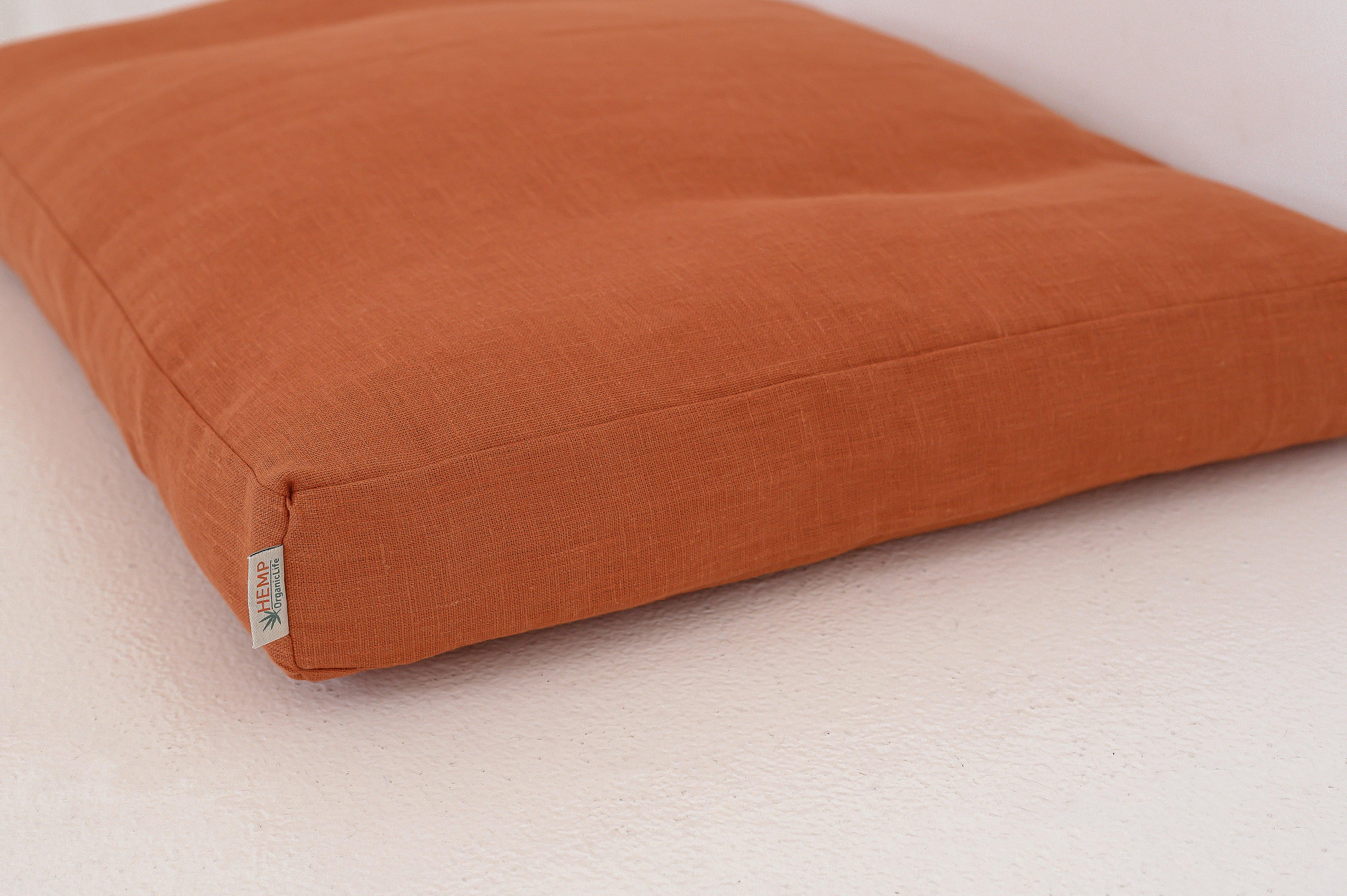 Natural Hemp Linen Pet Mat Pad Mattress Cushion Removable Washable Linen Cover Organic Hemp Fiber Filler in Natural Linen Fabric Padded Dog