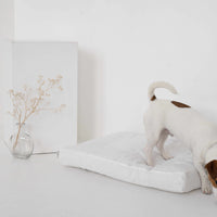 Hemp Linen pet mat pad mattress cushion with two removable White linen covers organic hemp fiber filler in white linen fabric
