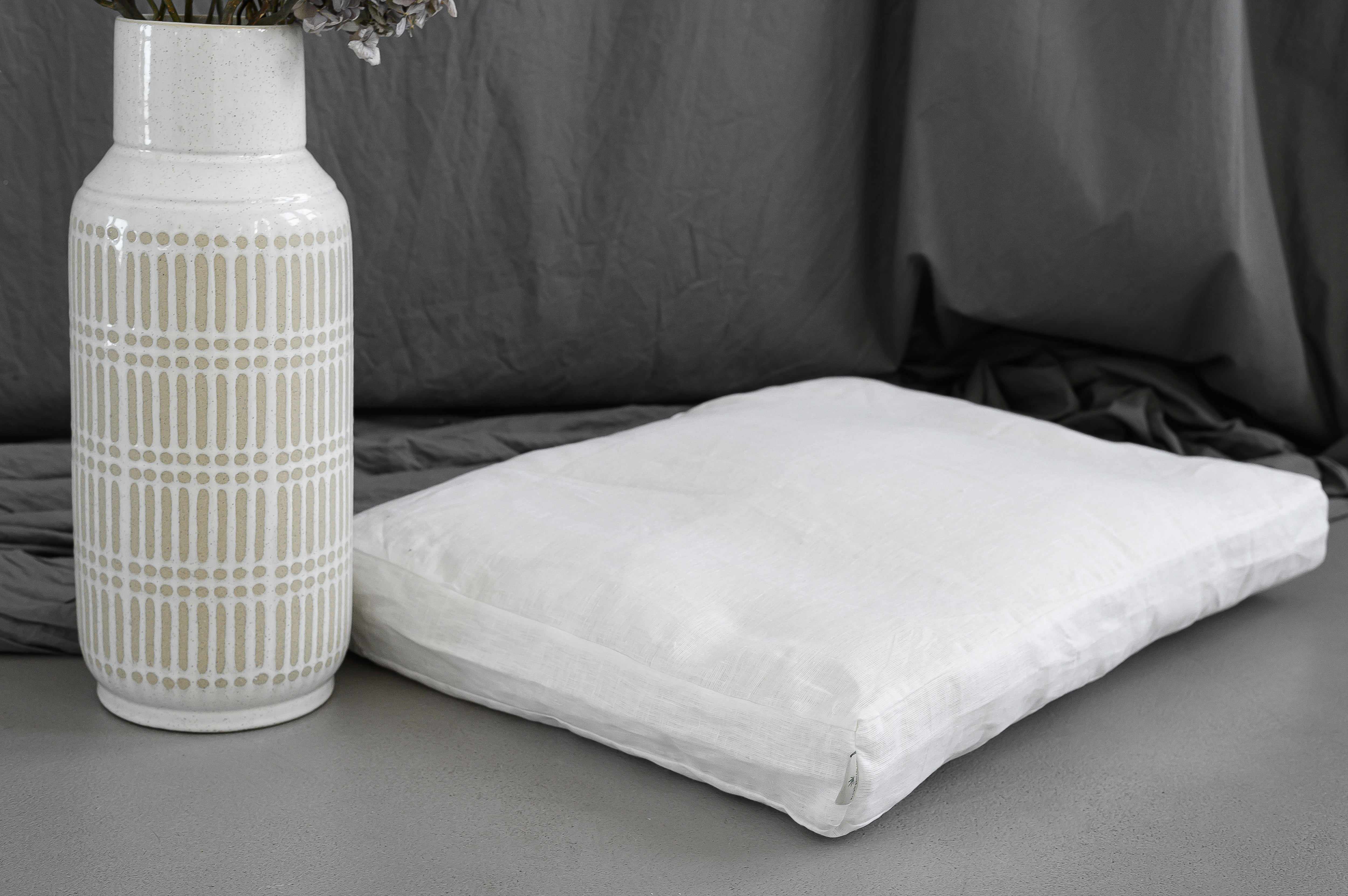 Hemp Linen pet mat pad mattress cushion with two removable White linen covers organic hemp fiber filler in white linen fabric