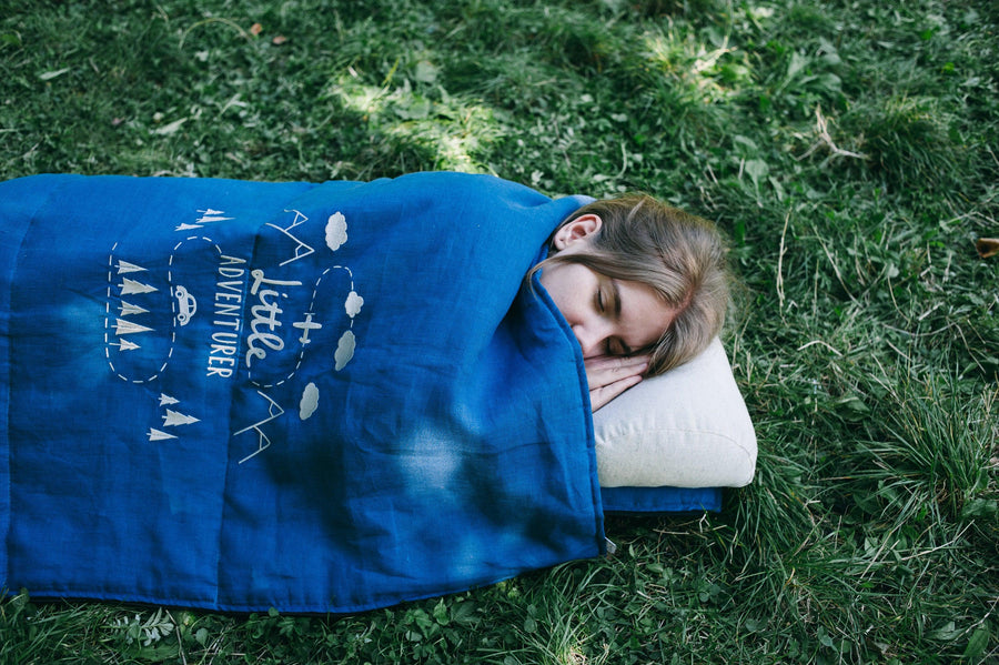 Todler organic HEMP Linen Sleeping bag Adventurer school Nap mat Kid –  HempOrganicLife