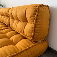 Unique Set of Hemp floor cushions: two 49"x29"x7.8", plus back cushions of 49"x16"x7.8" and 29"x16"x7.8" with organic hemp fiber filling