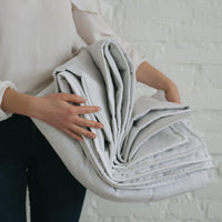 White Natural HEMP Linen blanket in squares- filler organic Hemp fiber in natural linen fabric customer sizes