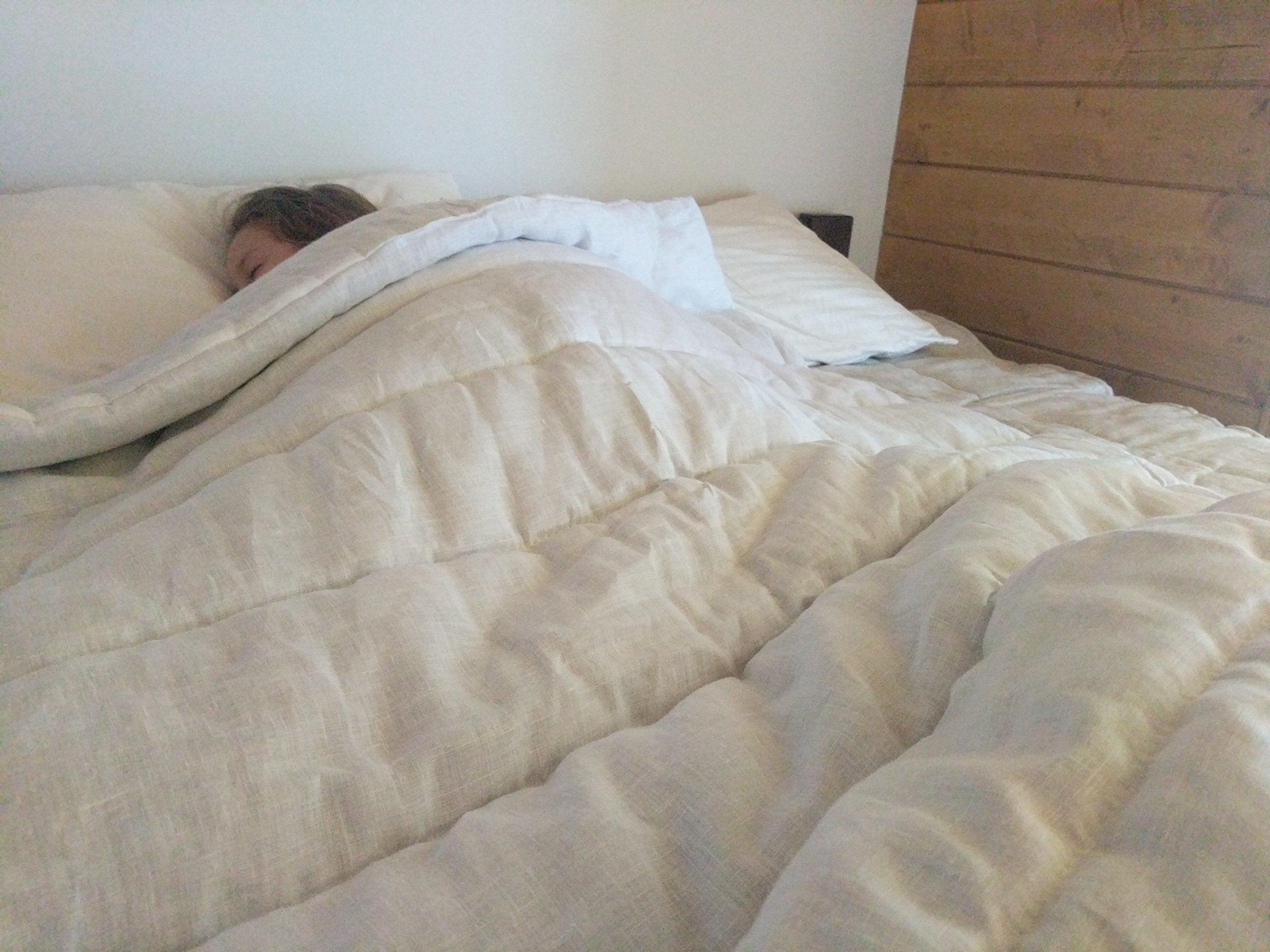White Winter Organic HEMP + FLAX comforter blanket duvet - natural linen fabric with filler organic Hemp fiber