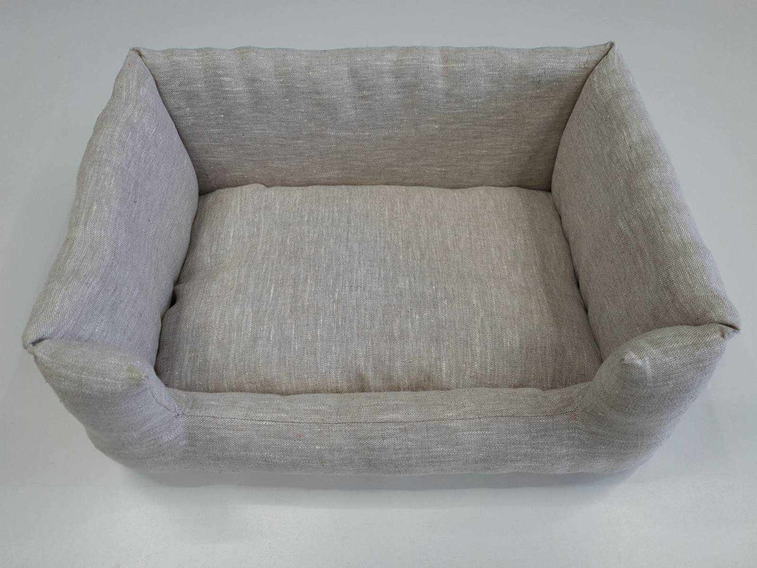 HEMP pet bed in natural non-dyed gray linen fabric filled organic HEMP Fiber - mat carpet - house for cats organic